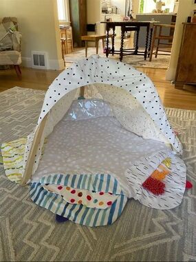 Polka Dot White Kids Play Tent with Multicolor Accents